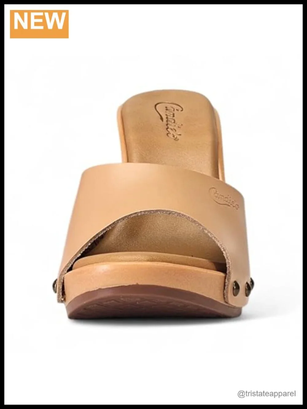 CANDIE'S Antonella Heeled Slide Sandals Leather 4 1/4